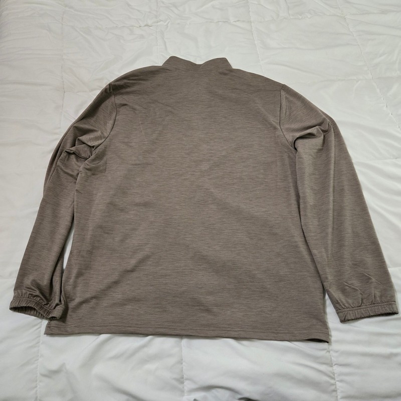 Reebok Mens Quarter Zip Mock Neck Pullover Driftwood Heather XL gallery