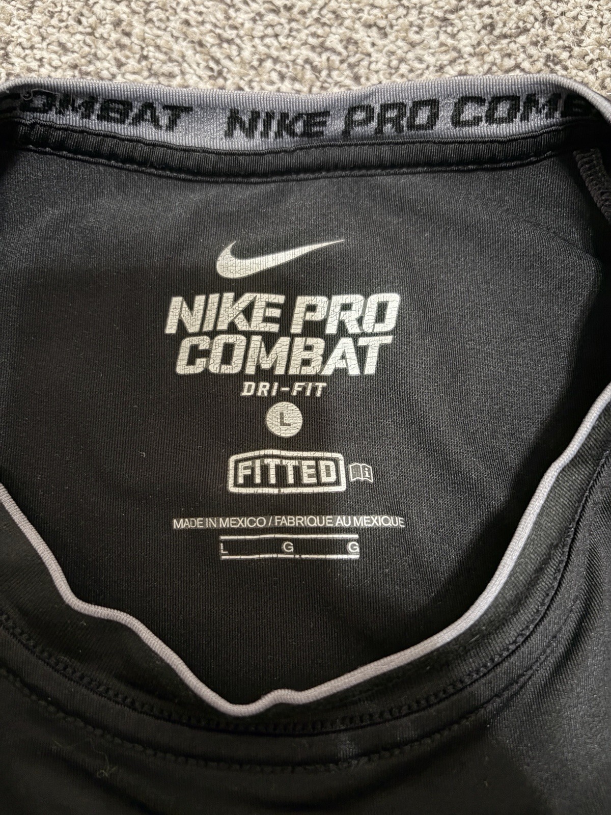 Nike Pro Combat Dri-FIT Compression Sleeveless Tank Top Men's L Black Gray gallery