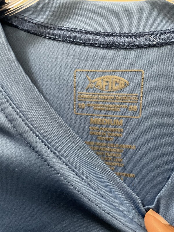 Aftco American Fishing Tackle Co. Blue Logo Long Sleeve Pullover Shirt Size M gallery