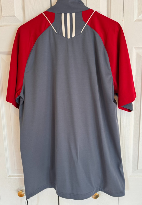 ADIDAS Game Day Short Sleeve Hot Jacket 1/4 zip Gray Red Men's Size Small NEW gallery