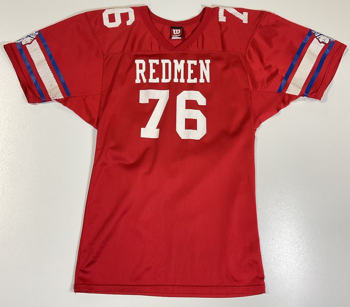 Vintage Natick Redmen Football Jersey Sz M Gold’s Gym Native American 90s gallery