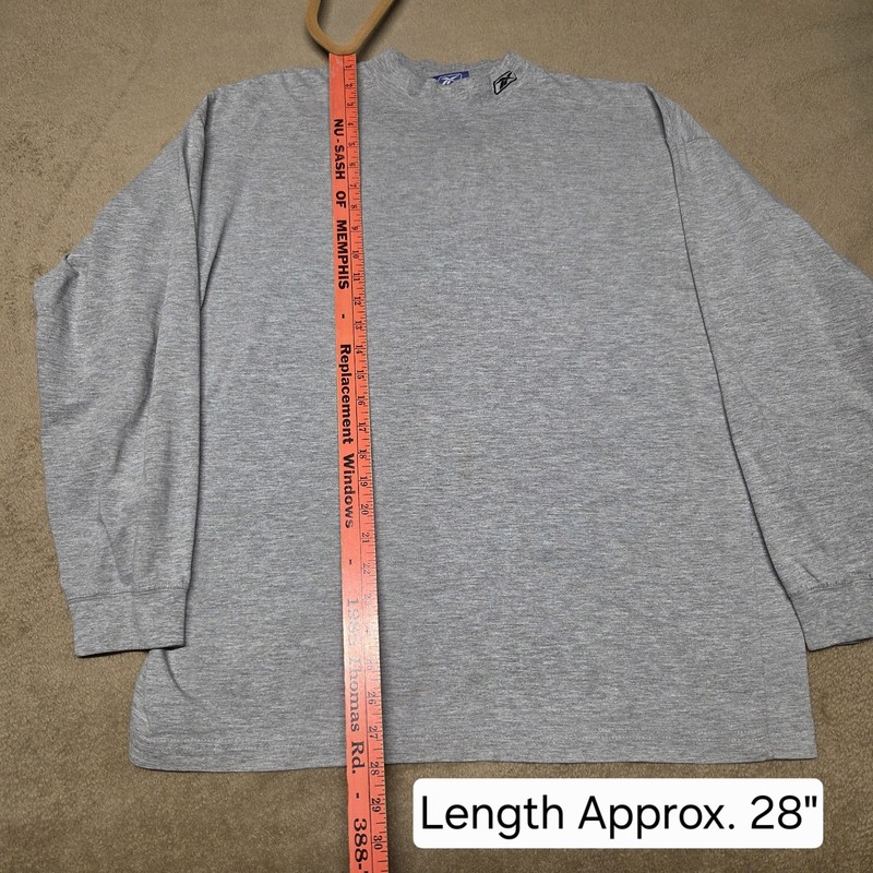 Vintage Reebok Mock Neck Long Sleeve Shirt Mens L Gray Embroidered Logo gallery