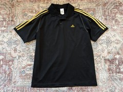 Adidas SAMPLE 3 Button Yellow Stripe Contrast Stitch Black Jersey Climalite L