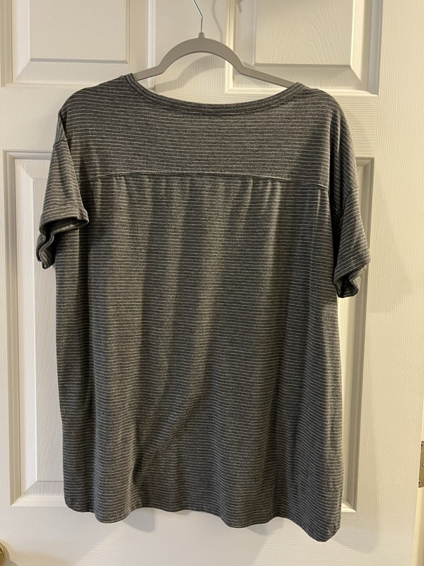 Amazon Essentials Striped Athletic Shirts, Size Large, Set Of 2 Gray and Maroon gallery