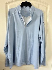 Holderness & Bourne Golf Pullover Mens XXL Blue White Strip Tailored Fit 1/4 Zip