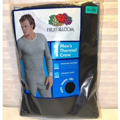 Fruit of The loom Men’s Waffle Baselayer Crew Neck Thermal Top Black XL NEW!
