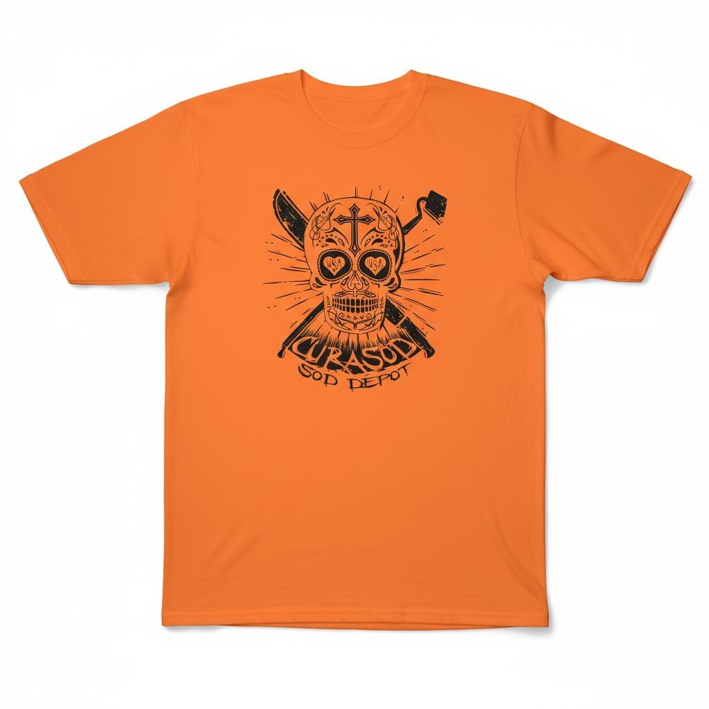 Badger Sport Skull T-Shirt Orange Black Biker 4X gallery