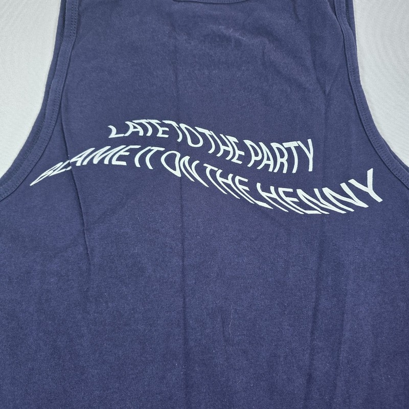 AKOO Brand Navy Blue Tank Top Graphic Print Womens Body w Beachball Mens XL gallery