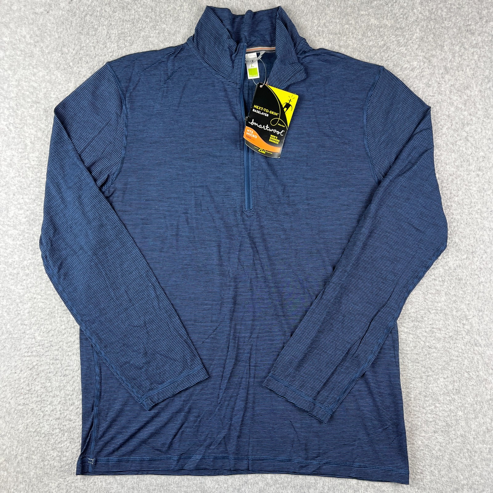 NEW Smartwool NTS Micro 150 Merino Zip Pullover Baselayer Large Mens Blue Hiking gallery