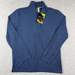 NEW Smartwool NTS Micro 150 Merino Zip Pullover Baselayer Large Mens Blue Hiking