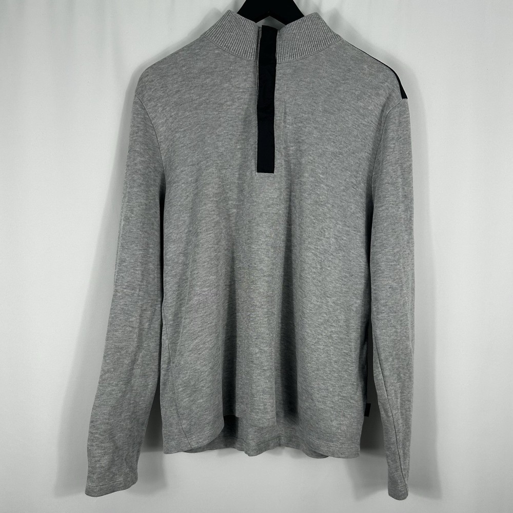 HUGO BOSS Men’s Gray Mock Neck 1/4 Zip Pullover Long Sleeve Regular Fit L