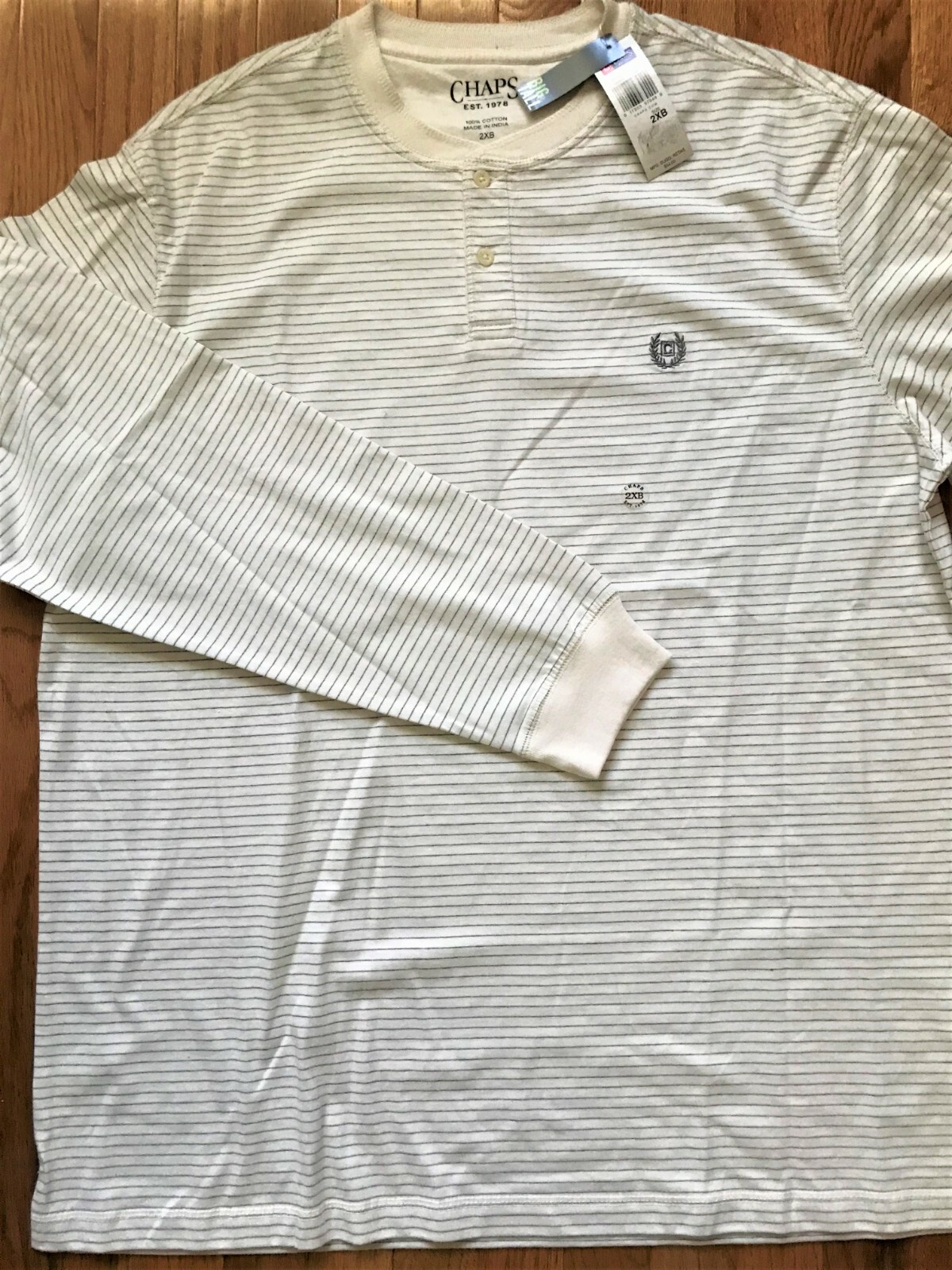 New Men's Chaps ,Long Sleeve ,Two Button Front Knit Shirt, Size :2XB, MSRP: $54. gallery