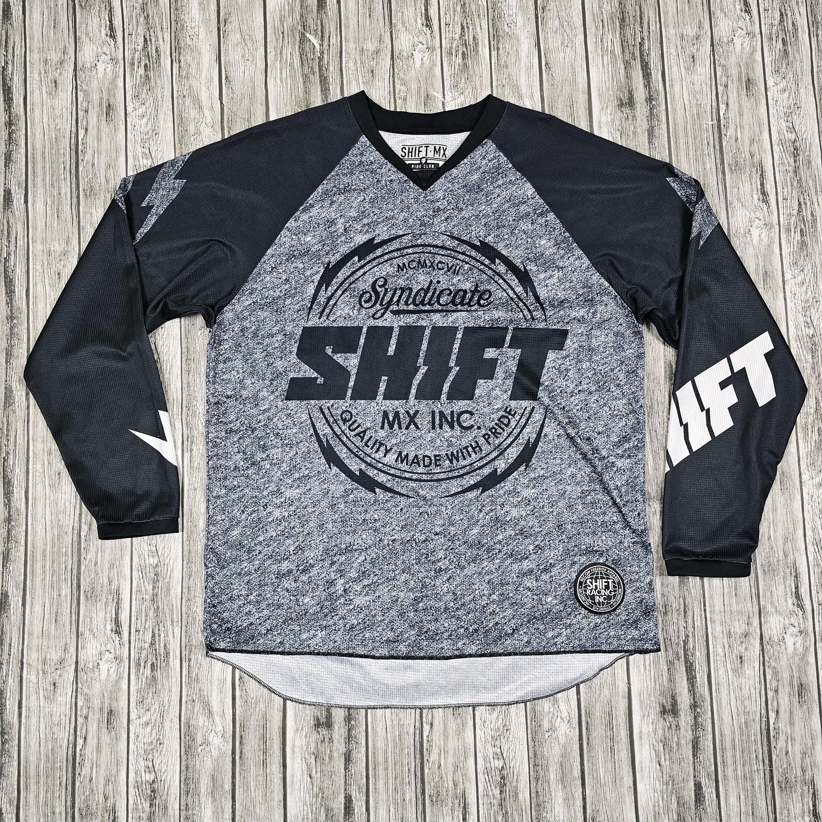 Shift MX Shirt Mens M Gray Ride Club Long Sleeve V-Neck Polyester Jersey gallery