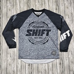 Shift MX Shirt Mens M Gray Ride Club Long Sleeve V-Neck Polyester Jersey