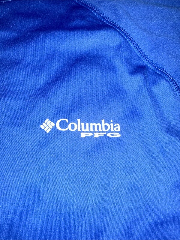 NEW Men's Columbia Deep Waves Blue Long Sleeve Sun Tee Shirt Large MSRP $40 gallery