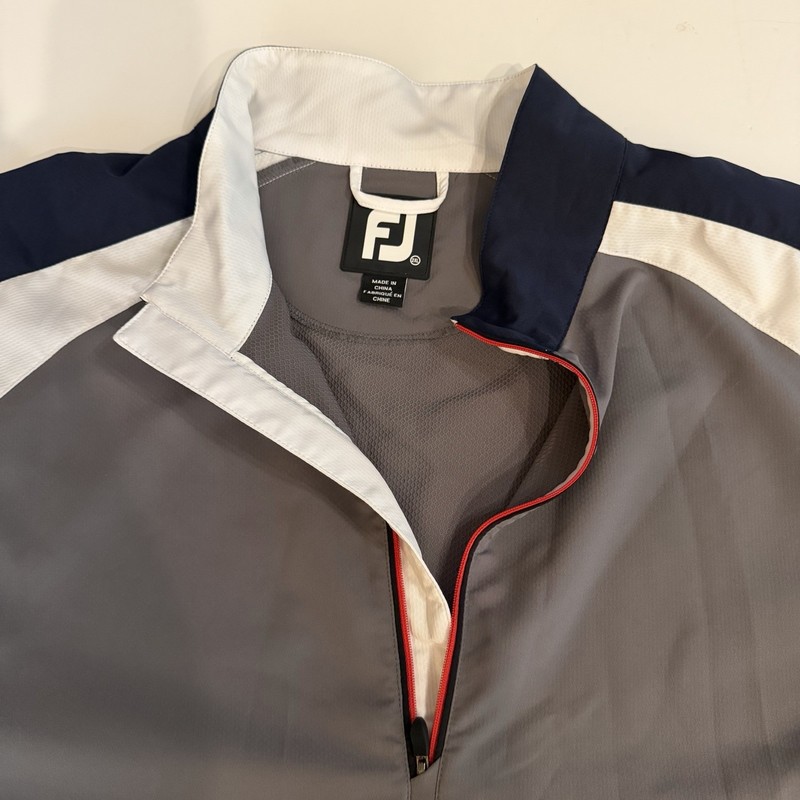 FootJoy Pullover Shirt Mens XL Grey Black White Short Sleeve 1/4 Zip Wind Golf gallery