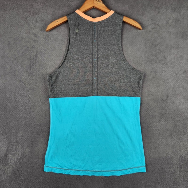 Lululemon Precise Singlet Tank Mens Small Gray Blue Colorblock Mesh LM1030S gallery