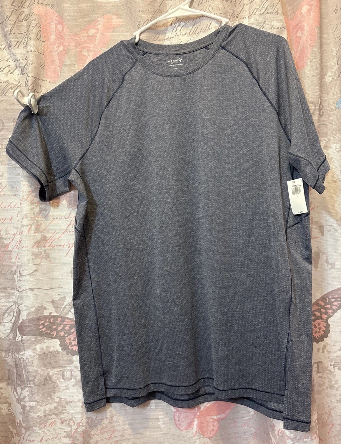 OLD NAVY Active Men’s Large Go Fresh Performance Vent Blue/Gray T Shirt NWT gallery