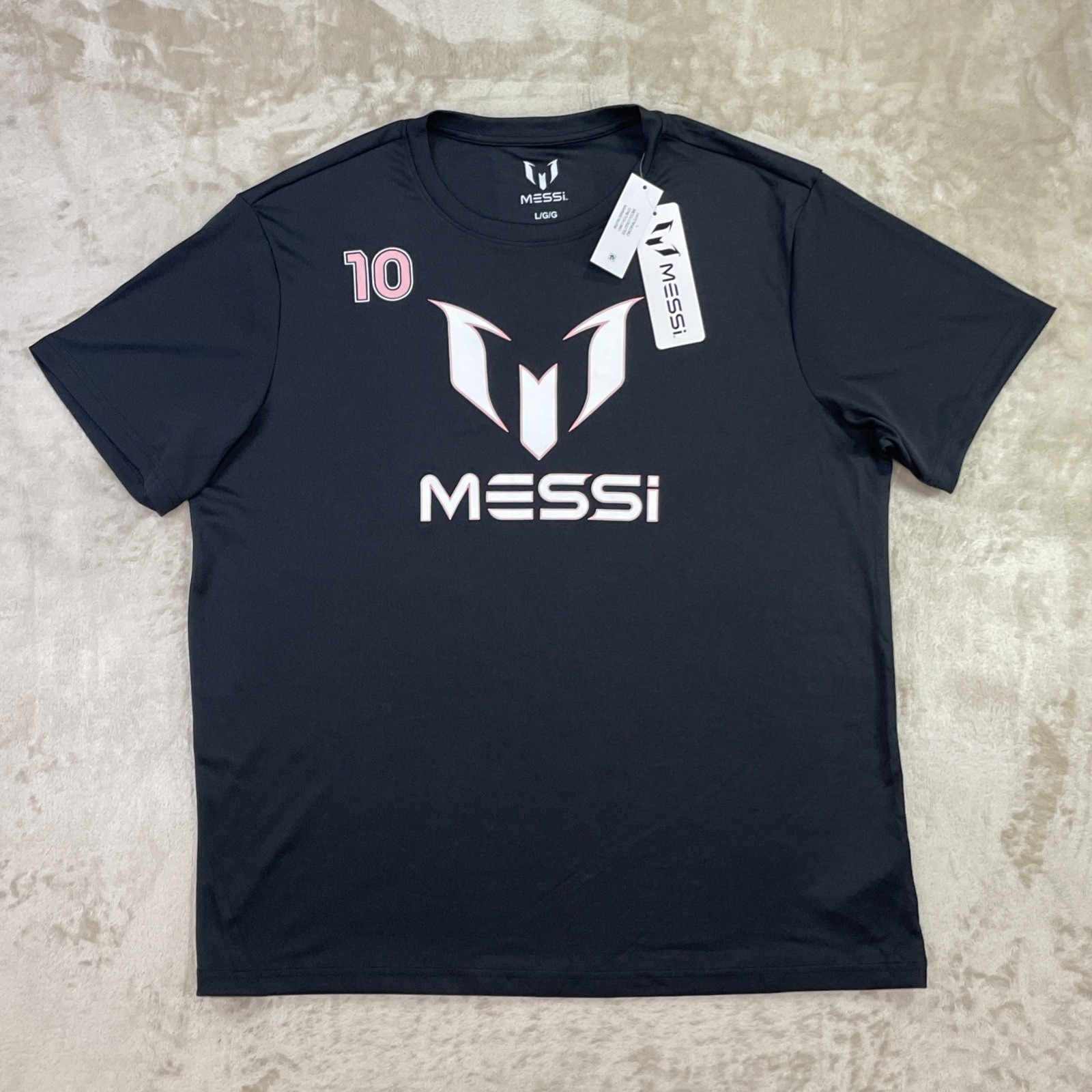 Messi Collection Black Pink Number 10 Soccer Jersey T Shirt Men's Large NWT gallery
