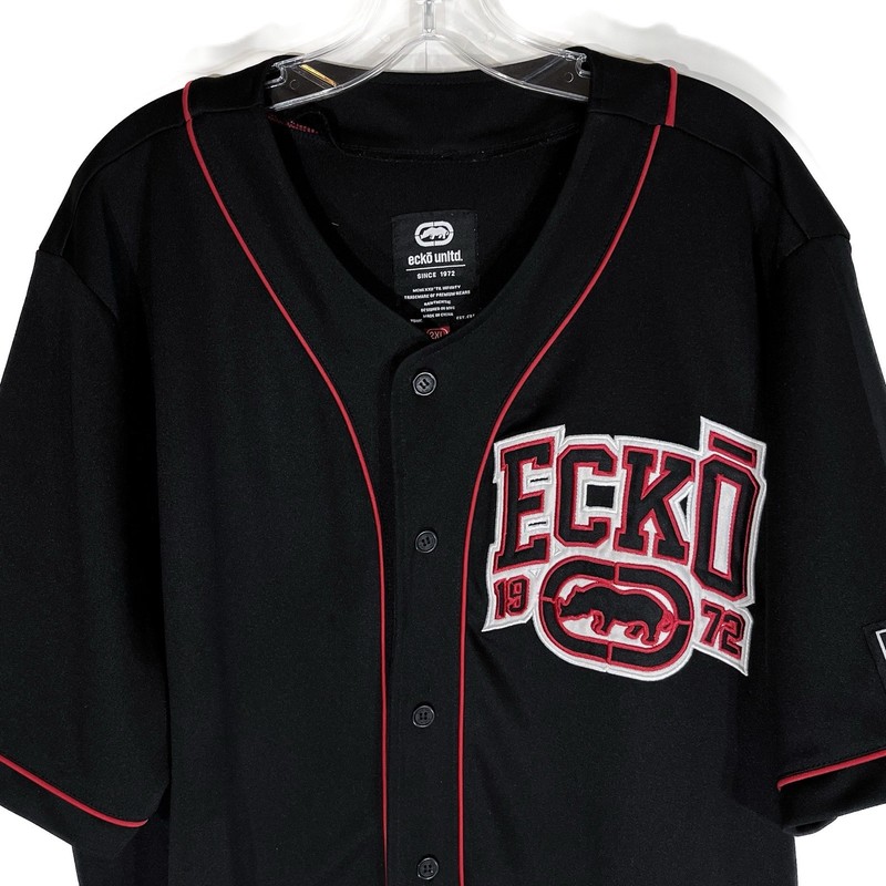 Vintage Ecko Unltd Mens Baseball Jersey 2XL Short Sleeve Heavy Weight Black Y2K gallery