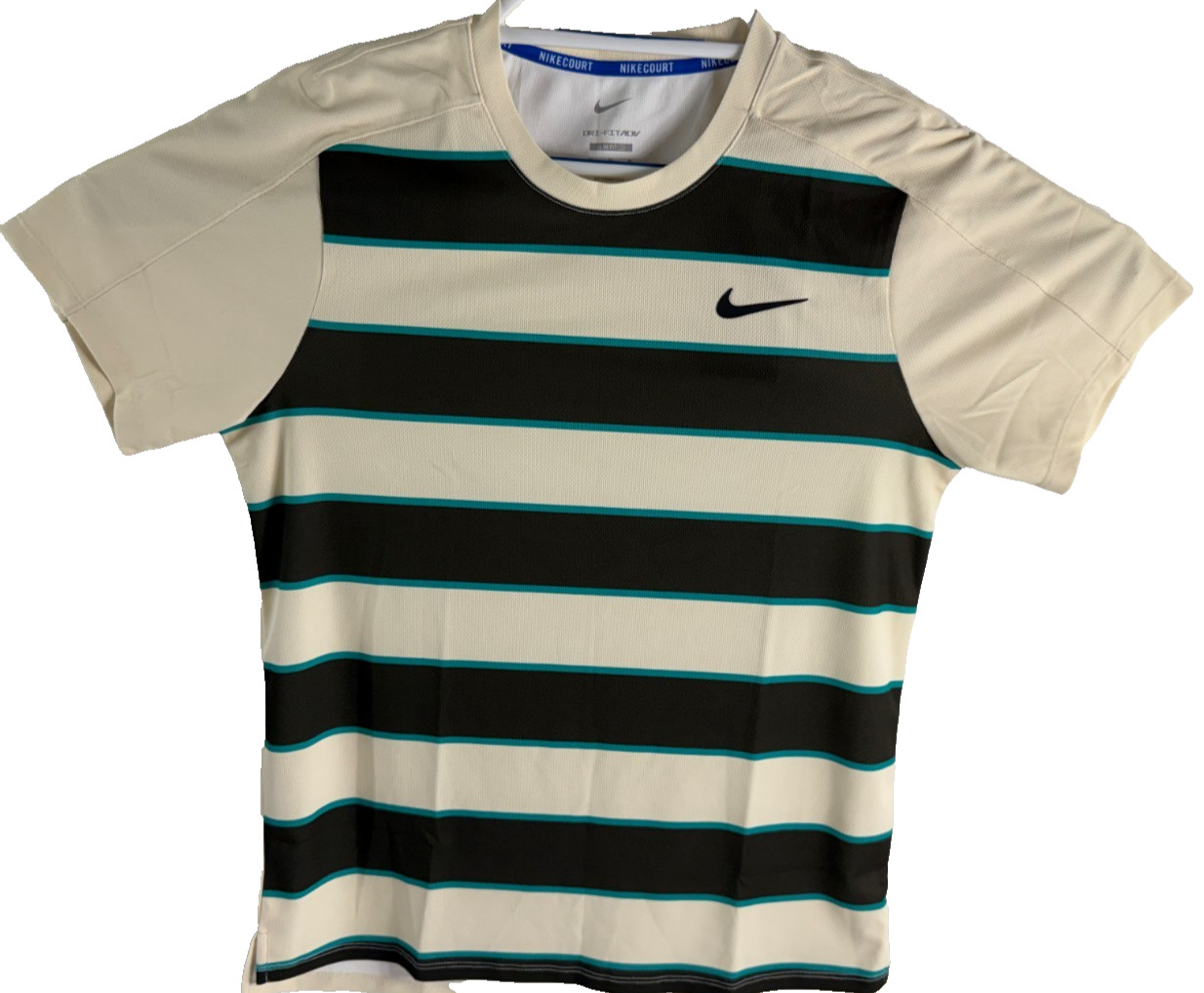 Nike Court Slam Dri-FIT ADV Tennis Top Pale Ivory Black Men`s Size XL FZ6934-110 gallery