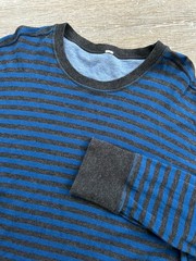 Lululemon Binary Reversible Long Sleeve Thermal T-Shirt Wide Striped Blue XL/L