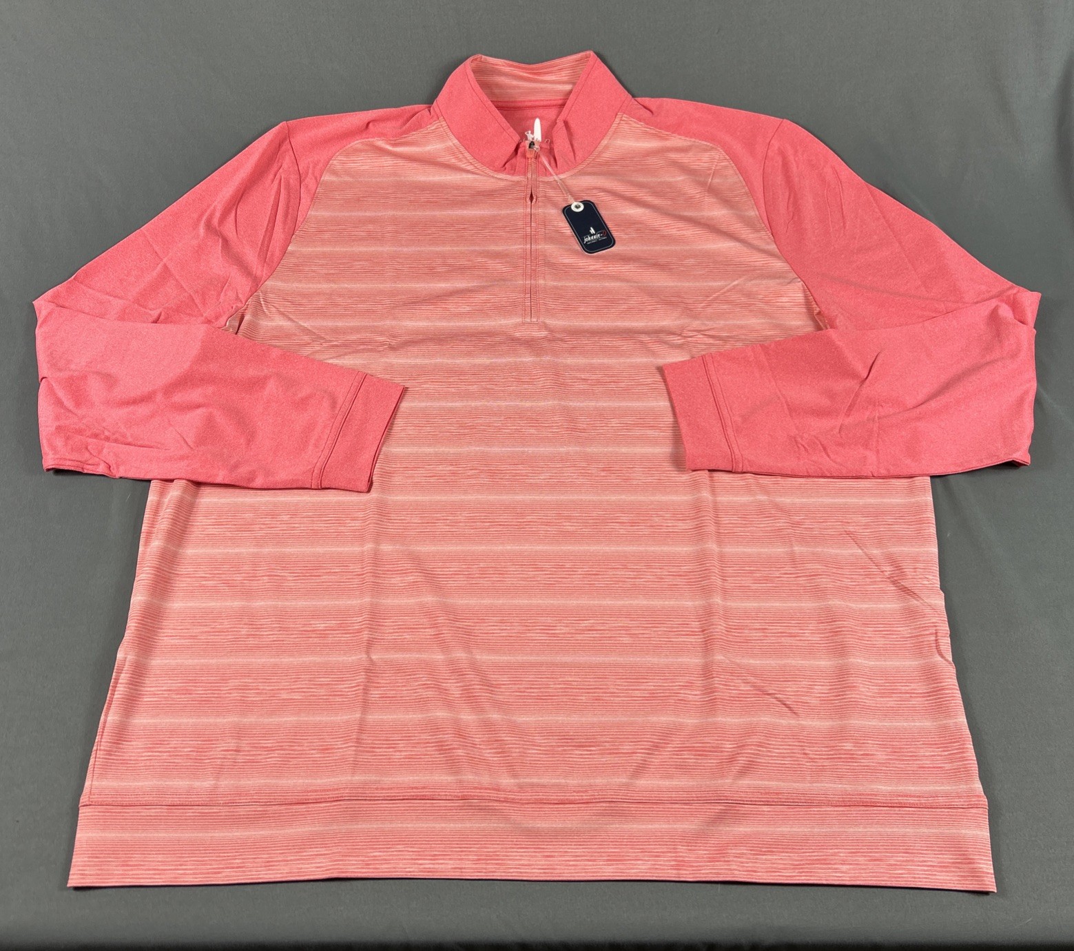 Johnnie-O Golf Pullover Bert 1/4 Zip XXL Pink Striped Polyester NWT MSRP $118 gallery