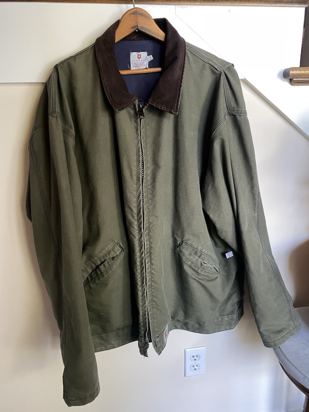 Faded Tyndale Green Chore Coat Jacket Flame Resistant Distressed Field 2XL gallery