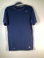 Nike Pro Mens XL FitDry Navy Blue W/Grey Blue Accents Crew Neck Pull Over Shirt