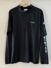 Columbia PFG Long Sleeve Shirt Mens M Black Omni-Shade Fishing Golf 1/2 Zip