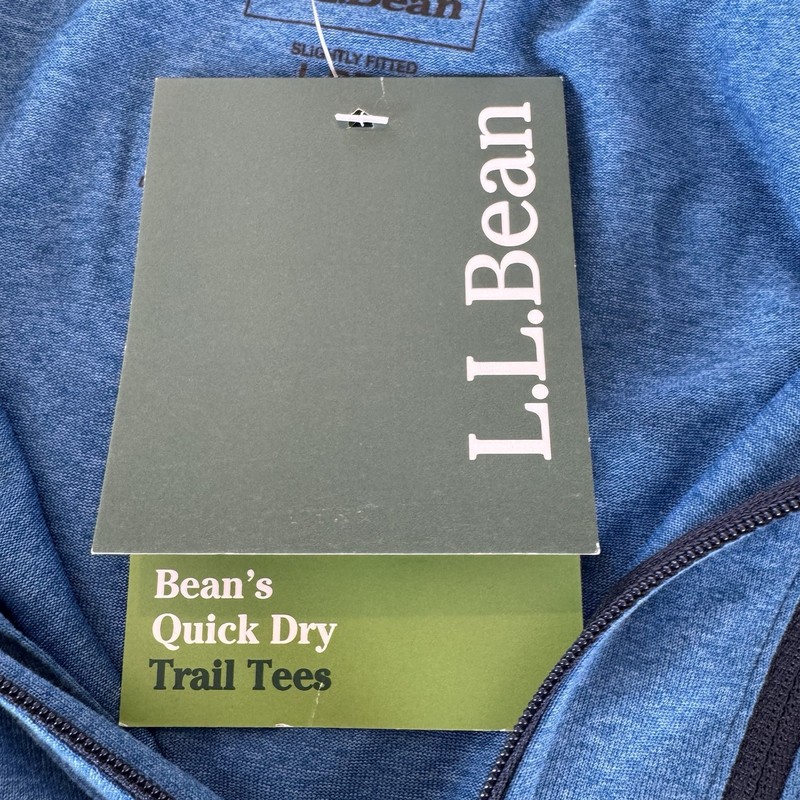 NWT L.L. Bean Quick Dry Trail Tee 1/4 Zip Men’s L Marine Blue Long Sleeve Pocket gallery