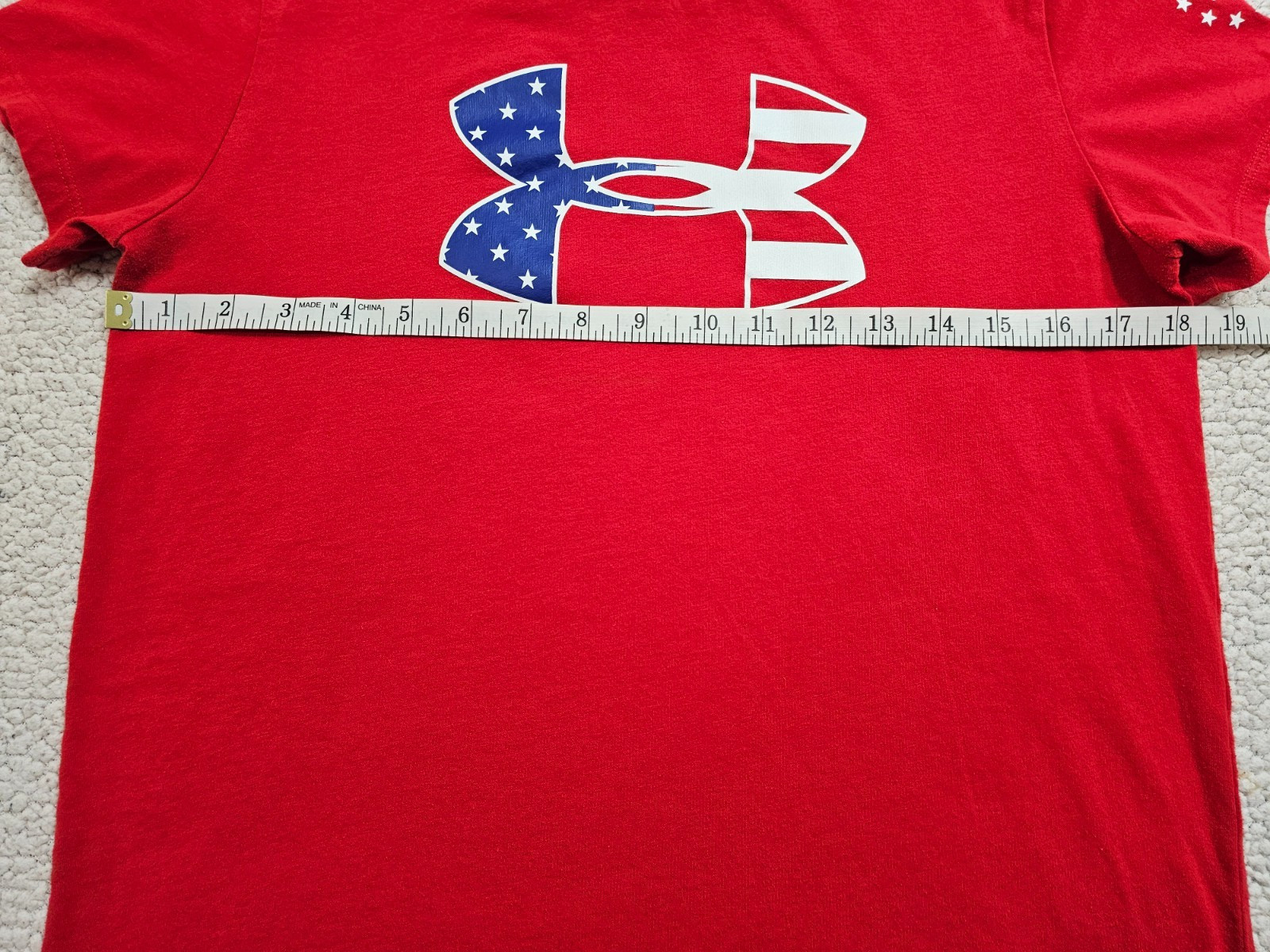 Under Armour Tee Shirt Short Sleeve Red with Red/White and Blue Logo gallery