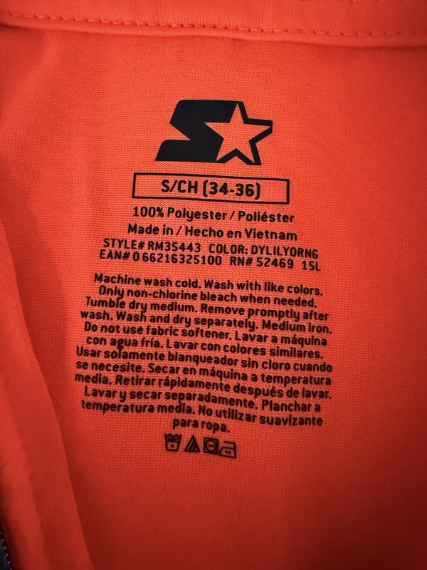 Starter Men's Orange 1/4 Zip Long Sleeve Pullover Activewear Top Size S gallery