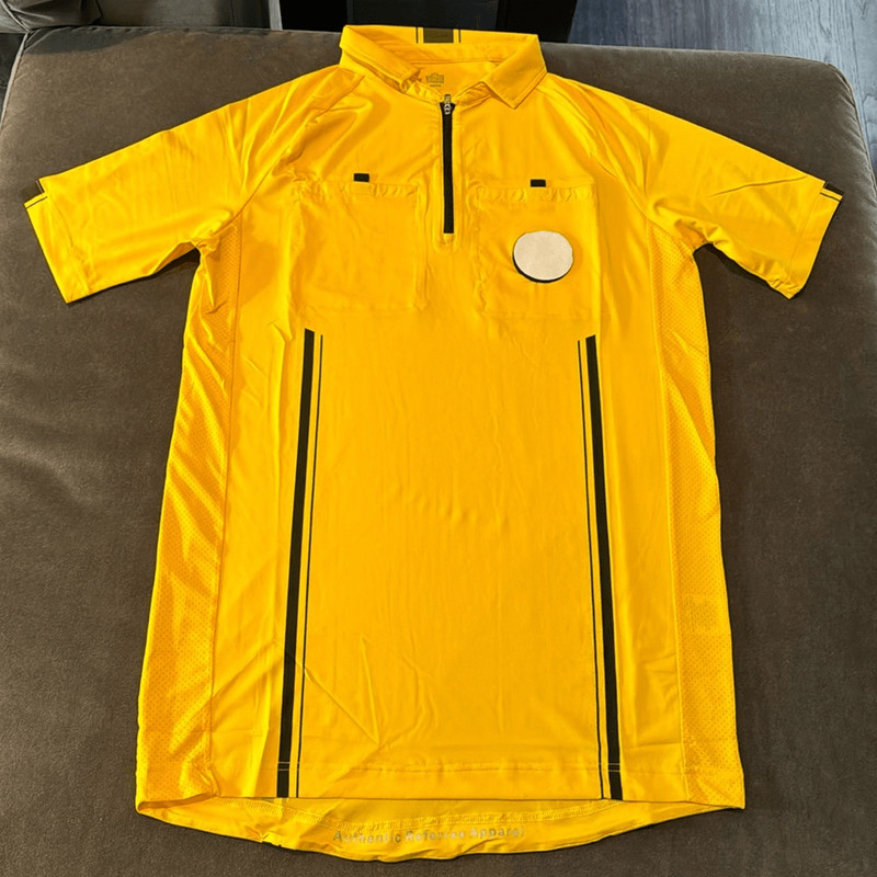 Admiral Mens Gold Authentic Referee Jersey Short Sleeve Front 1/2 Zip Size M NEW gallery