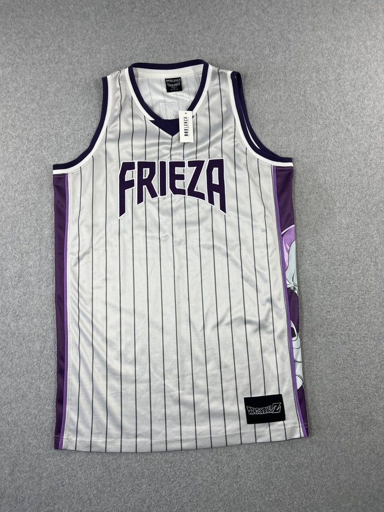 Dragon Ball Z Frieza Basketball Jersey Mens M Gray Purple Pinstripe DBZ