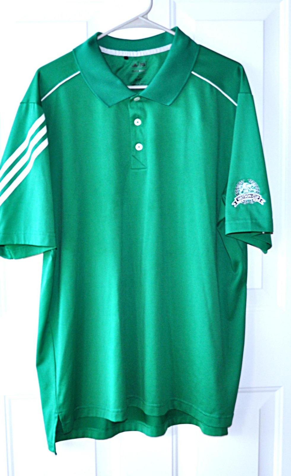 ADIDAS Clima Cool Green and White "Watson Cup" Polo Golf Shirt Size XL gallery