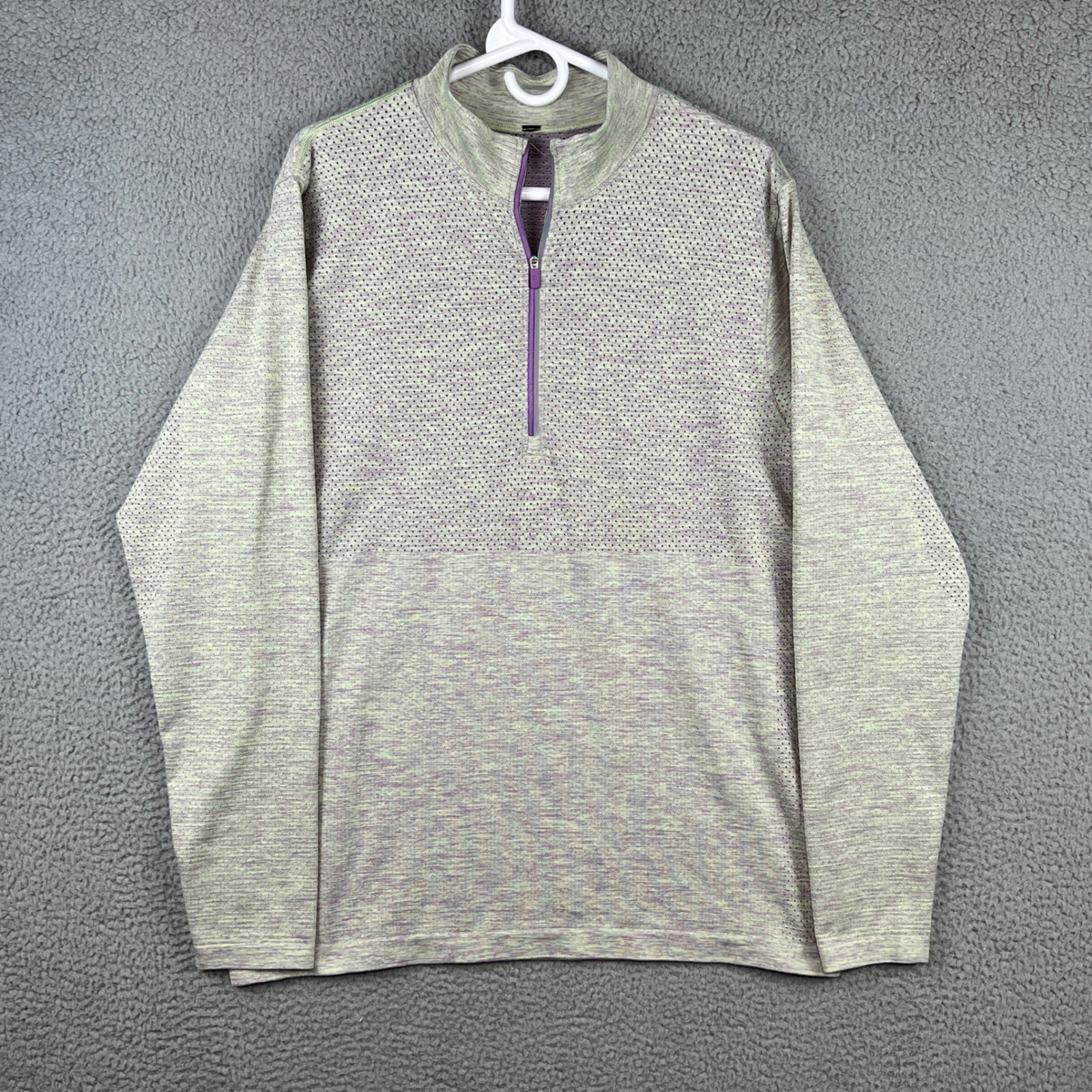 Lululemon Metal Vent Tech 1/2 Zip 2.0 Mens Large Green Purple Heathered Pullover gallery