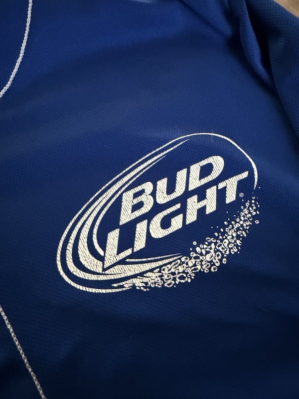 Anheuser Busch Bud Light 00 Jersey Baseball Shirt L/Xl Blue Short Sleeve Beer J gallery