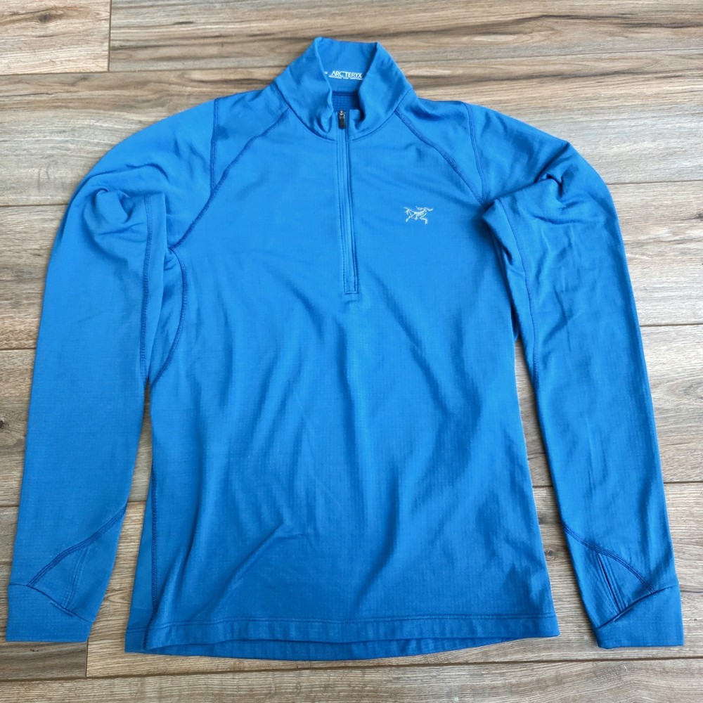 Arcteryx Thetis 1/4 Zip Neck Mens Medium Thermal Grid Fleece Blue Mid Base Layer