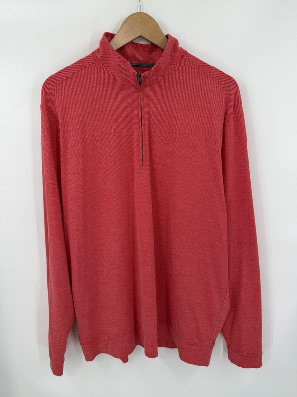 Johnnie-O Mens XL Vaughn 1/4 Zip Pullover Heather Red Performance Lightweight gallery