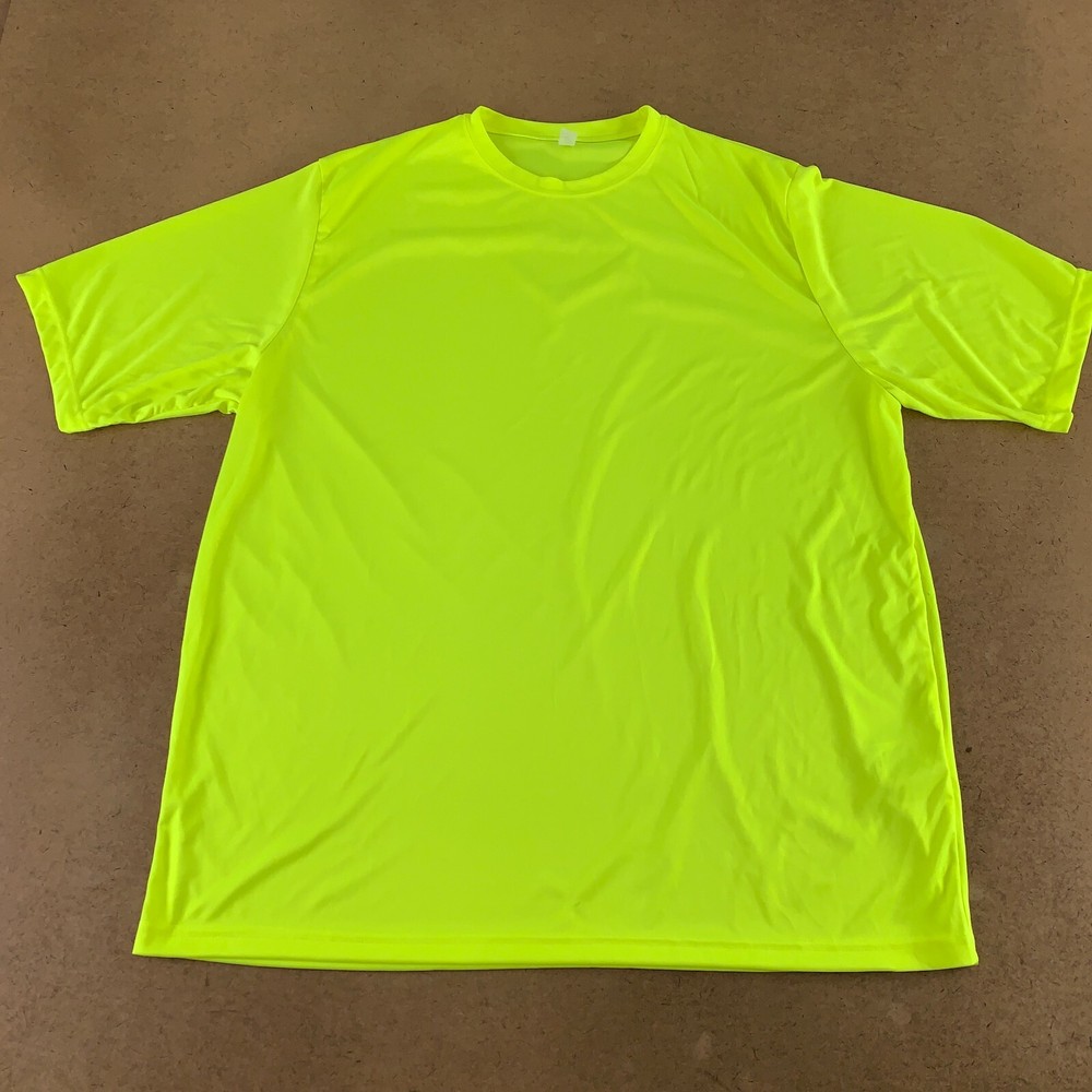 Team 365 Adult Size 3XL Safety Yellow Short Sleeve Crew Neck Performance Tee New