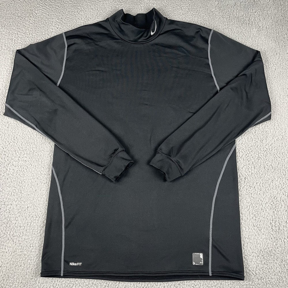 Nike Shirt Mens XXL Black Pro Combat Base Layer Mock Neck Compression Dri Fit
