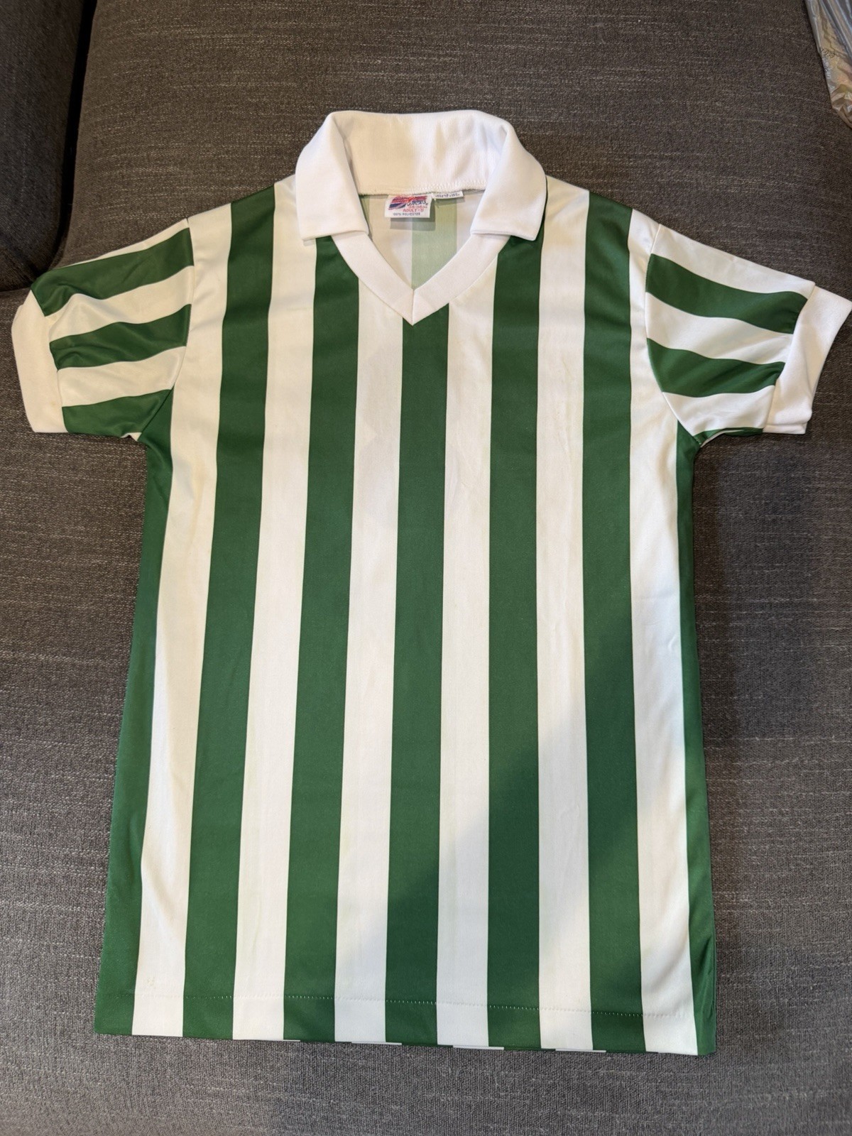 Vintage Union Jacks Soccer Jersey #8 Green White Striped Made Japan Adult S gallery