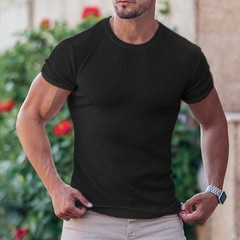 New Men’s T-shirt Short Sleeved Summer Sports Fitness Casual Round Neck Elastic