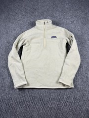 Patagonia Pullover Mens Medium White Quarter Zip Fleece Long Sleeve Hiking