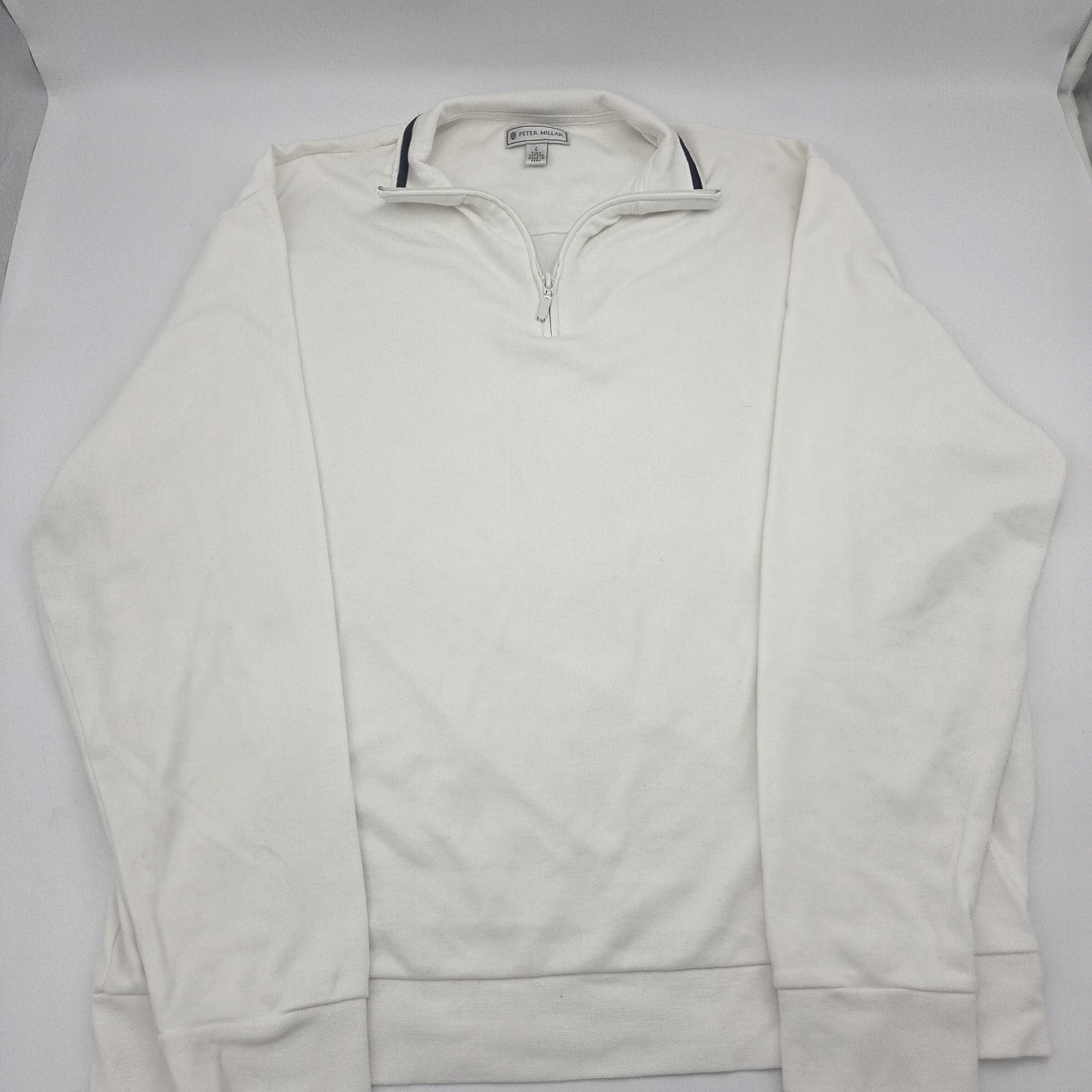 Peter Millar Pullover Mens Large White Crown Sport Quarter Zip Golf Stretch Top gallery