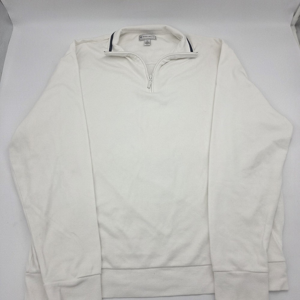 Peter Millar Pullover Mens Large White Crown Sport Quarter Zip Golf Stretch Top