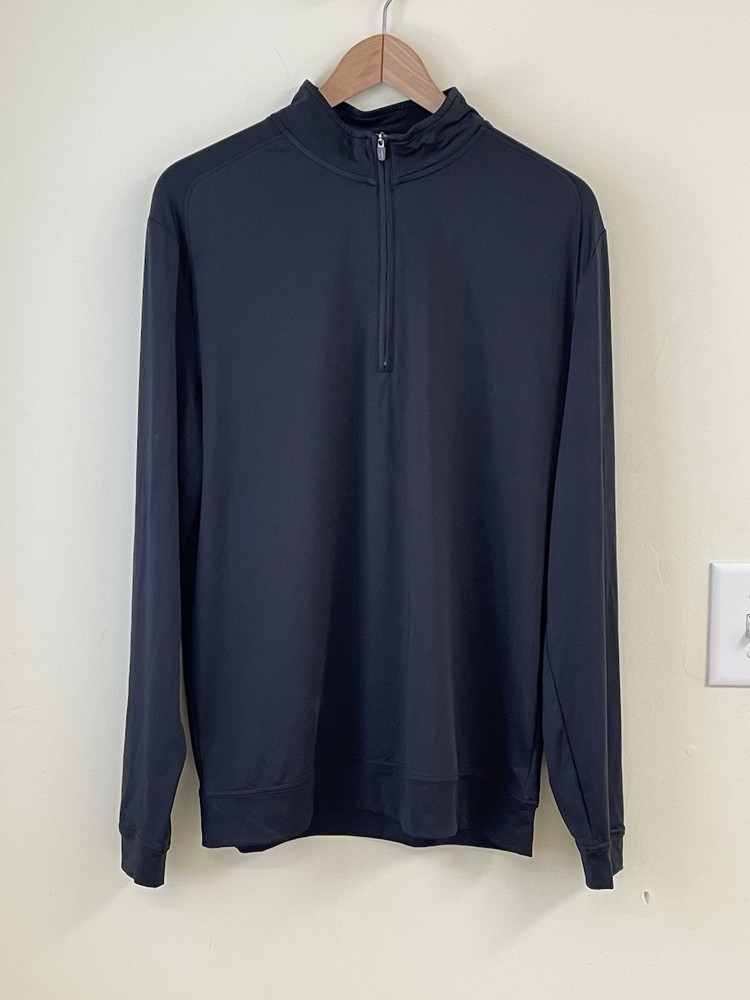 Johnnie-O Men’s M Black Performance 1/4 Zip Pullover Stretch Golf Surf Logo