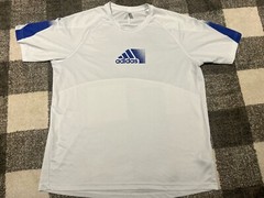 Adidas Prime Green Aeroready Men’s White/Blue Short Sleeve Crewneck Shirt Sz XL