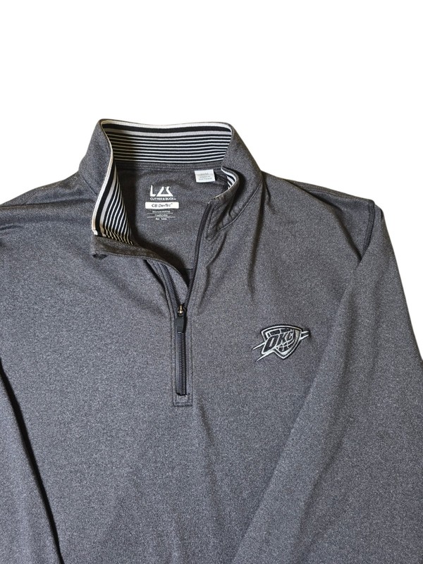 Cutter & Buck Sweater M Gray CB DryTec Quarter Zip Golf Pullover OKC Thunder gallery